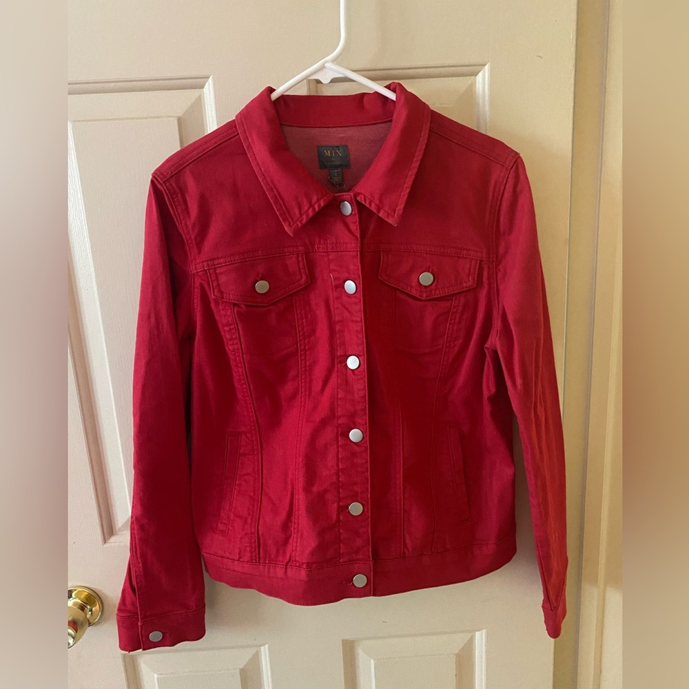 Brand new red jean jacket